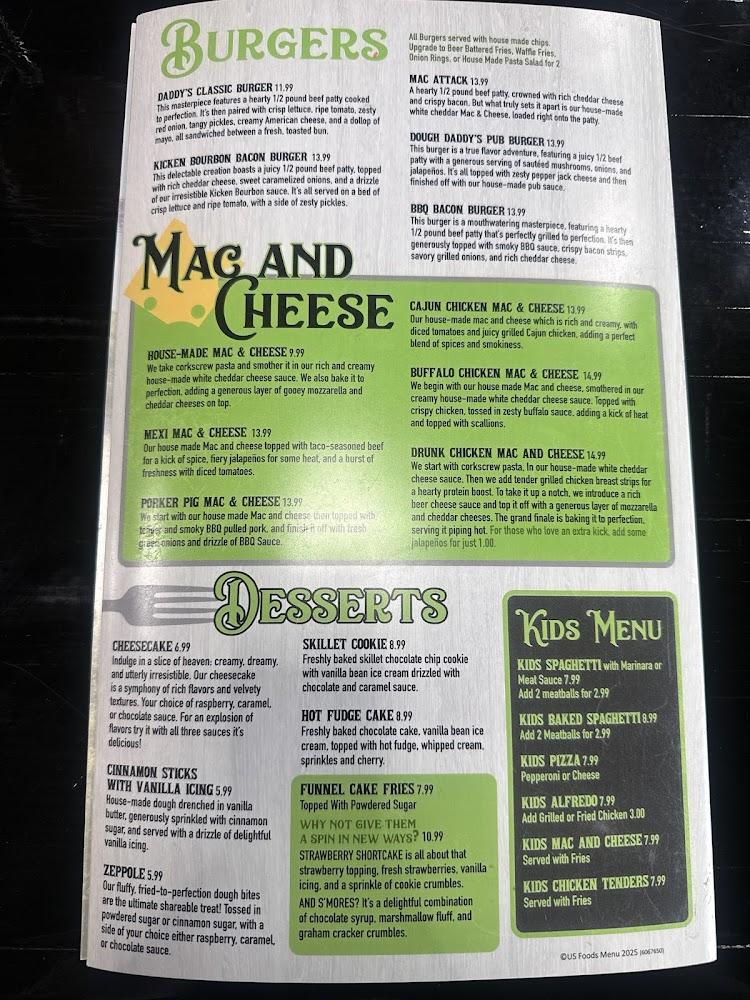 Dough Daddy's Pizza and Fun Center Menu image 2